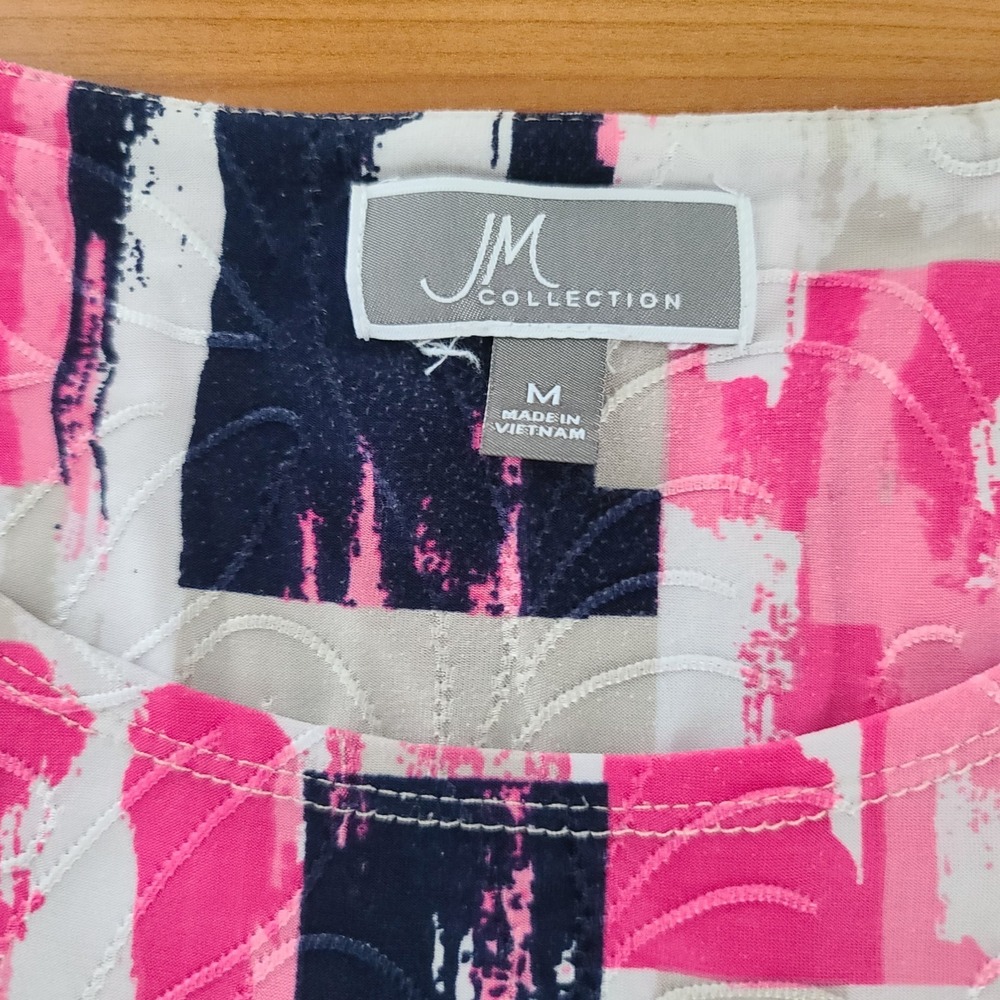 JM Collection‎ Textured Blouse Womens Short Sleeve Stretch Sz M - Picture 5 of 8